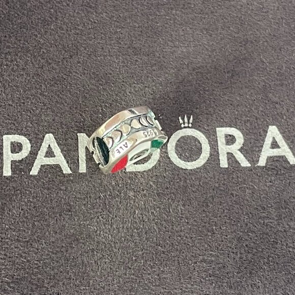 2 Pandora Mexico Flag Charm Heart Bead Charm Love Mexico S925 Sterling Silver - Picture 3 of 4